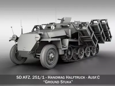 SD KFZ 251 1 - Ausf C - Ground Stuka 3D model