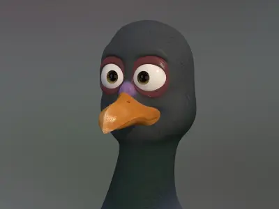 pigeon cartoon rigged character 3D model