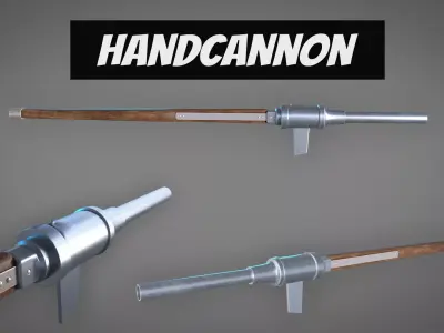 Medieval HandCannon Long handle Version 3D Model Lowpoly Low-poly 3D model