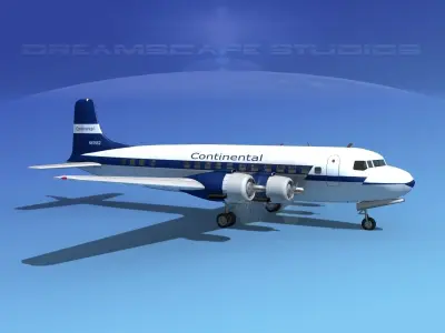 Douglas DC-6 Continental Airlines 3D model