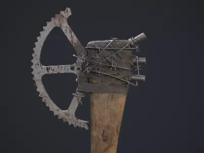 Homemade post - Apocalyptic Axe Low-poly 3D model