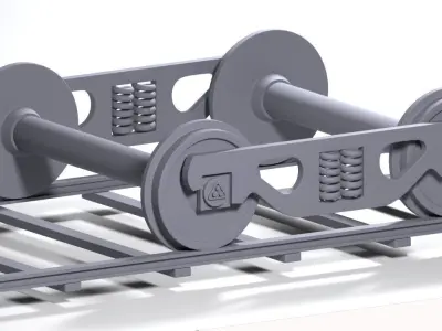 train wheels realstic Low-poly 3D model
