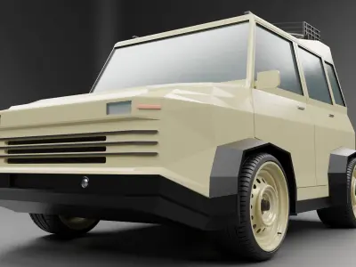 Small SUV car low poly model Low-poly 3D model