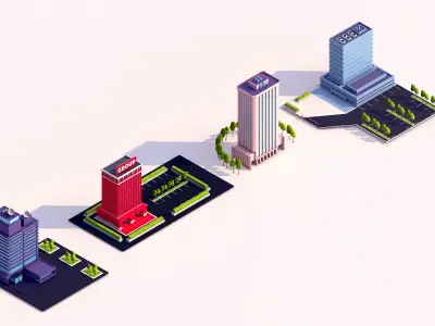 Low Poly City Buildings Pack 3D model