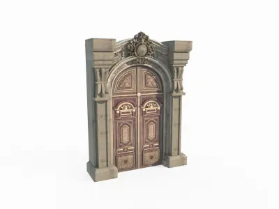 Classical entrance of architectural structure 3D model
