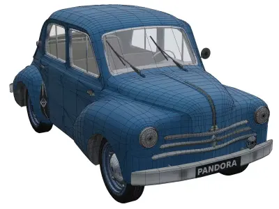 Car Renault 4CV Low-poly 3D model