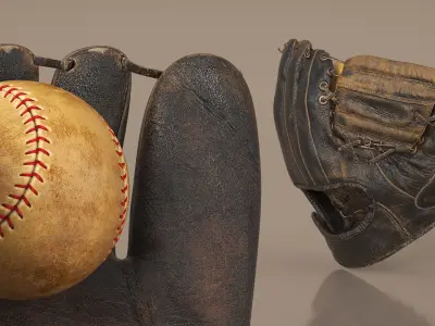 Vintage Baseball Glove with Ball Used 