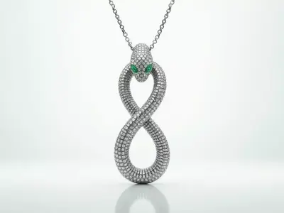 Diamond Snake Pendant 3D Model Low-poly 3D model
