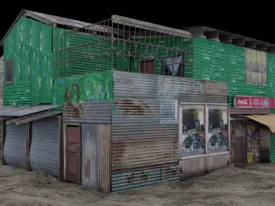 Shanty Green Shanty Villa Game-Ready  Low-poly 3D model