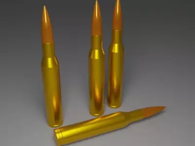 Bullet 3D Model three golden bullets Free 3D model