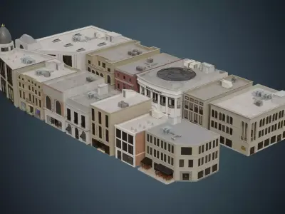 Buildings Collection 3 city Low-poly 3D model