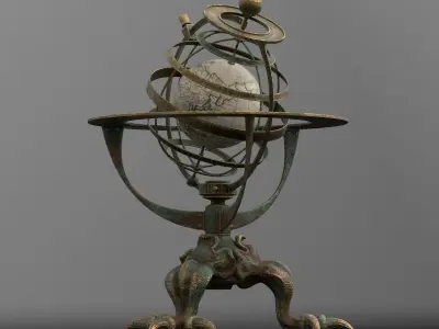 Astrolabe globe with claws Low-poly 3D model