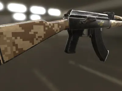 -AK47 ak - rifle in camouflage Free low-poly 3D model