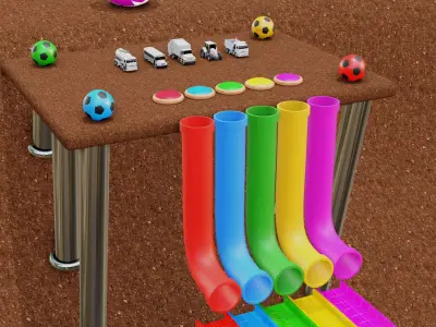 Vehicles Fall on the Tube 3D model