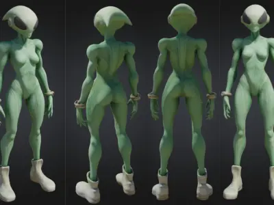 Alien Female Sci Fi Humanoid Realistic Low-poly 3D model