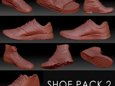 Shoe Pack 2 Low-poly 3D model
