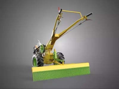 HAND TRACTOR LANDSCAPE RAKE RAKING RAKER HARROW SPIKE IMPLEMENT 3D model