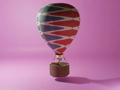 Hot air balloon animated 3D model