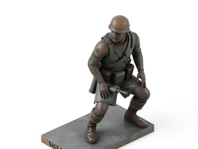 Rusty Soldier Miner Statue Low-poly 3D model