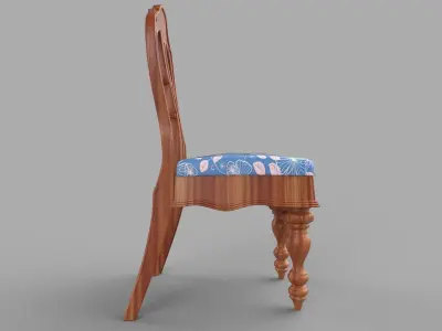 chair wooden with fabric 3D model