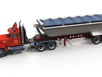 SuperLiner dump trailer truck Low-poly 3D model