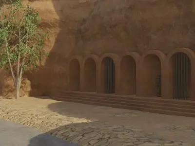 Ancient City In Rocky Canyon 3D model