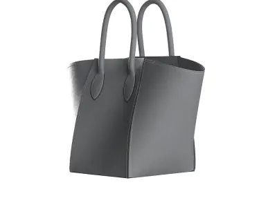 Grey Leather Tote Bag 3D model