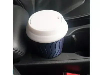 Coffee Cup Mini Trash Bin with Screw On Flip Lid Car or Desktop 3D print model