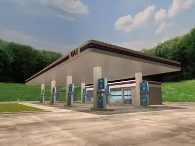 Low-poly Gas Station Free 3D model