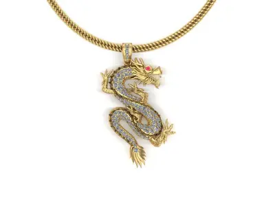 Chinese Dragon Gold Pendant 3D print model 3D print model 3D print model