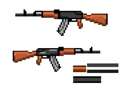 AK-74 pixel weapons Low-poly 3D model