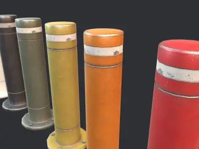 Road Block Pillar PBR Low-poly 3D model