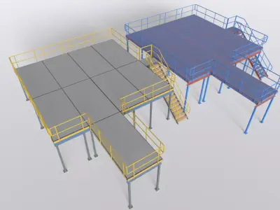 Industrial Platform Modular Low-poly 3D model