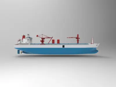 Cargo ship blue 3D model
