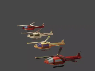 low poly passenger  helicopter door can open  Free low-poly 3D model