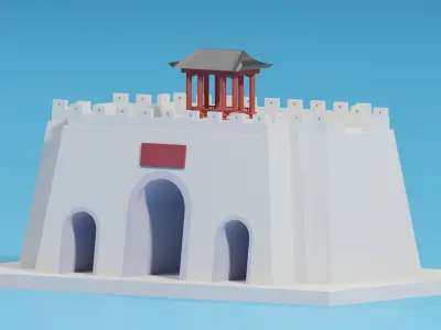 Chinese City Gate and Pavilion 3D model