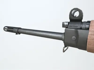 PBR FN FAL Rifle Wood Low-poly 3D model