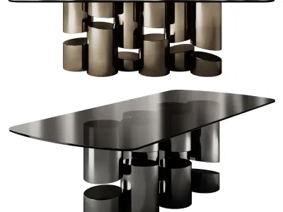 Silverstone Glass and metal table by Rivatelier 3D model