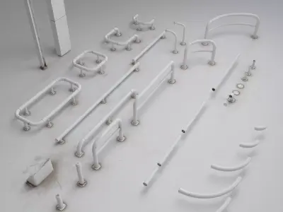 Garage Railing Kit - 3D Asset Pack Low-poly 3D model