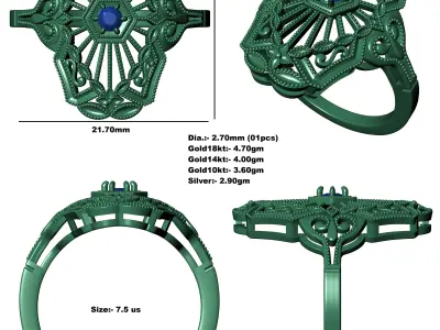 Antique Art Deco Engagement Ring 3D print model order