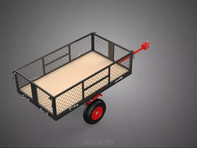 FLAT BED DECK NET CARGO TRAILER UTILITY CART WAGON TROLLEY DOLLY 3D model