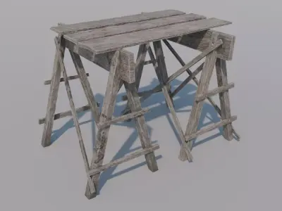 Old Wooden Scaffolding  - Game-Ready PBR Asset Low-poly 3D model