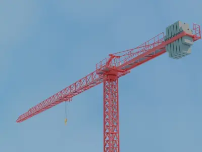 Flat Top Tower Crane 7 3D model