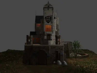 Castle scene and a low poly 3D model