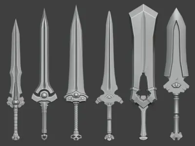 Low-poly swords Low-poly 3D model