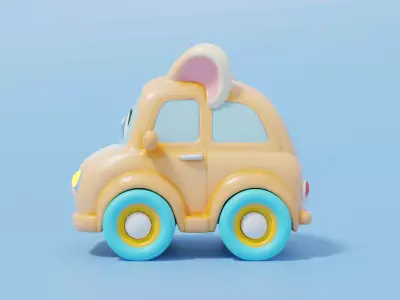 Cute 3D Bunny Car Cartoon Model Stylized Animal Car 3D model