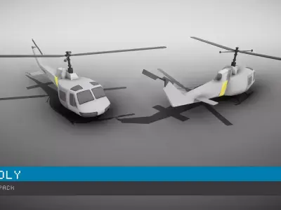 Low Poly Helicopters Pack Low-poly 3D model