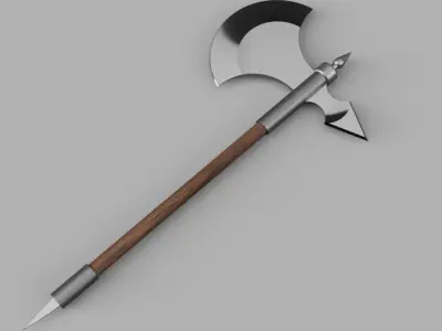 Battle axe Low-poly 3D model 33