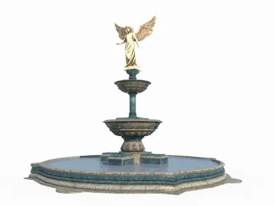 Park Decoration Architecture Angel Statue Fountain 3D model