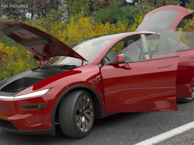 Red 2025 Tesla Model Y Juniper 3D model